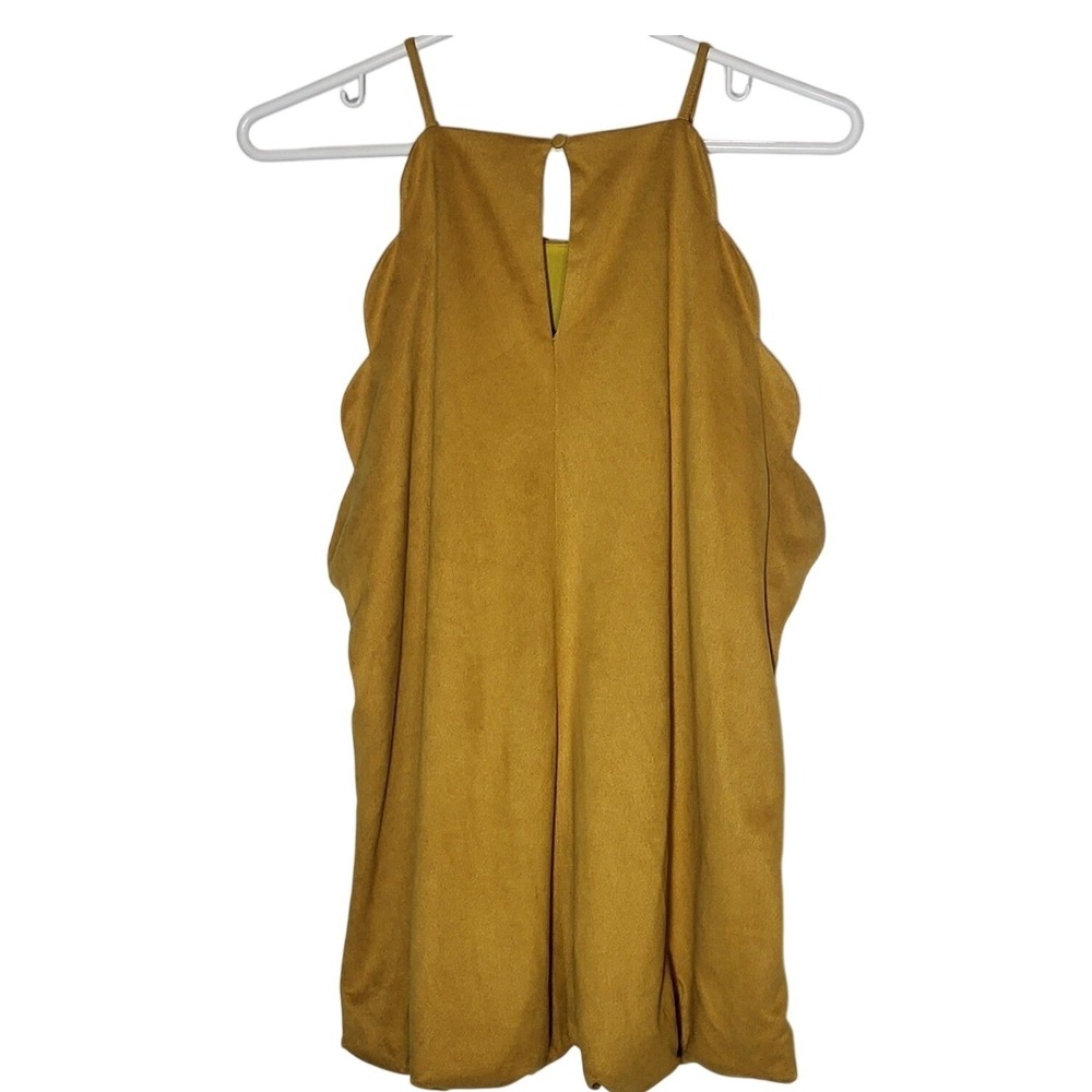 Altar'd State Mustard Yellow Faux Suede Scalloped Halter Top 11582P Womens L